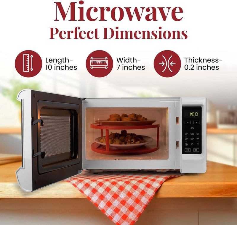 DoubleWave Mini Microwave Plate Stacker – Two-Tier Food Stand Doubles Cooking Space | BPA-Free Food-Grade Plastic | Fits 10.65 in Microwaves | Heat-Safe to 244°F | Warms Two Plates 1.5x Faster (Red) - Image 4